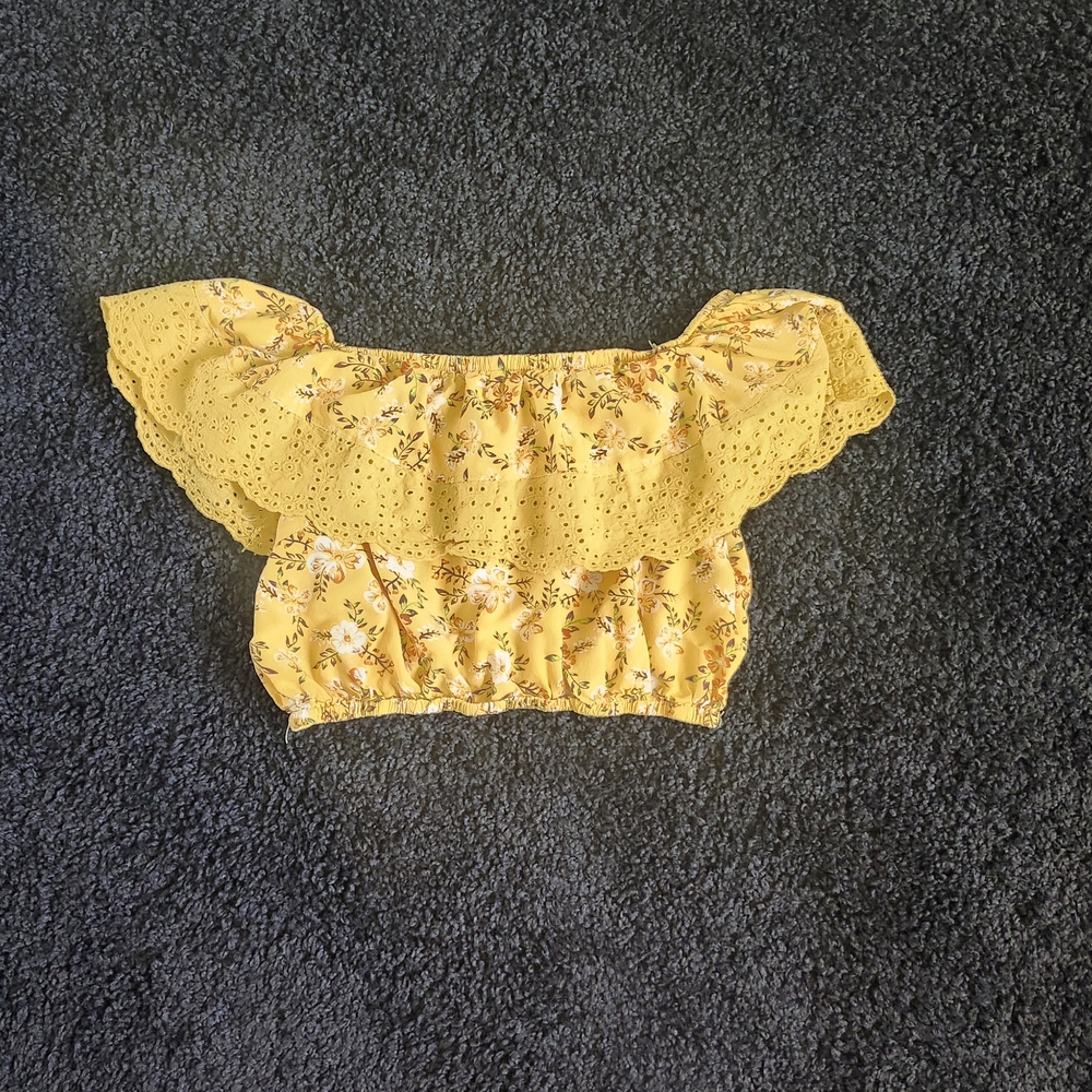 Yellow Floral Off-Shoulder Top